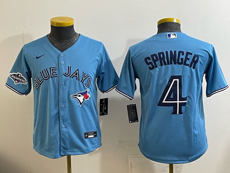 Youth 2025 Nike Toronto Blue Jays #4 Springer Light Blue Game MLB Jersey 04